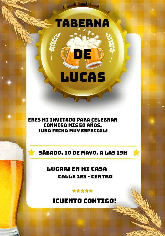Invitación Boteco Dorado