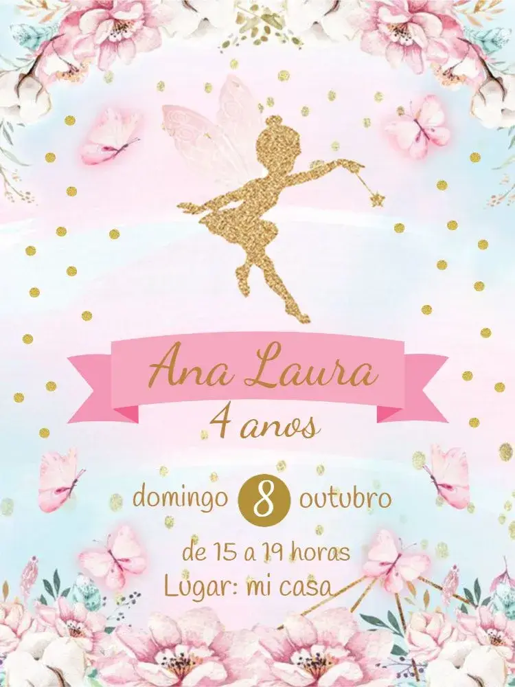 Invitación Hadas Flores