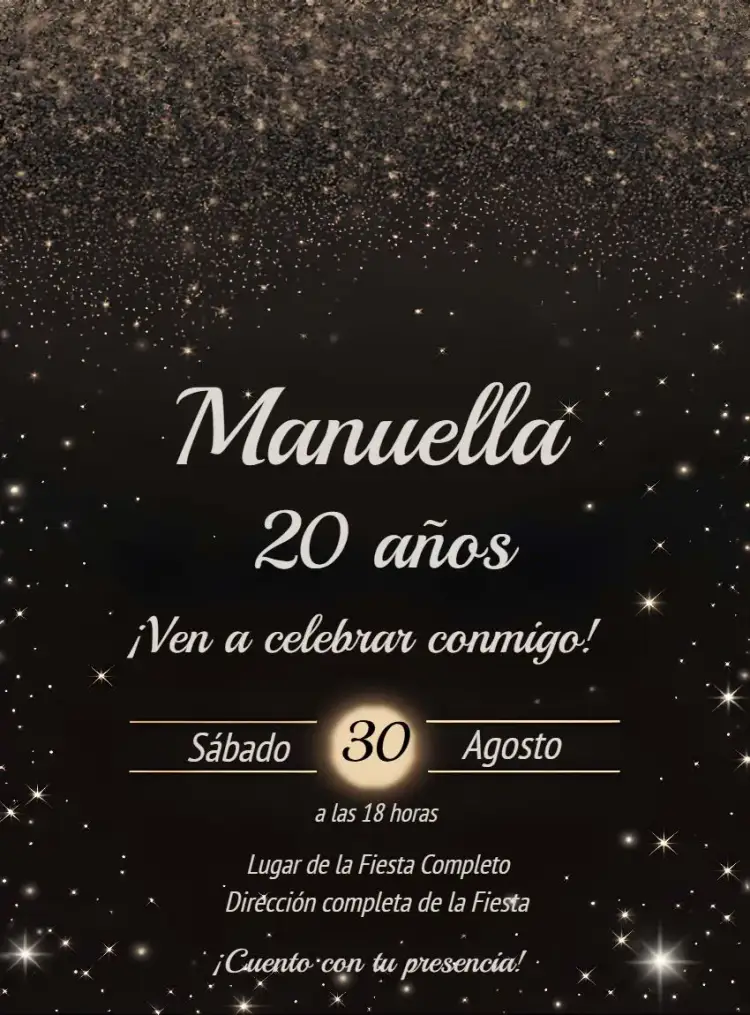 Invitación Brillo de Plata con Purpurina – tema Más buscados brillo plateado, purpurina, moderno, elegante, sofisticado, minimalista