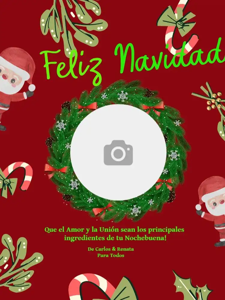 Tarjeta De Feliz Navidad Con Foto de Papá Noel Festiva