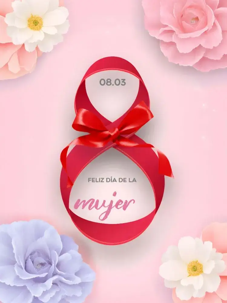 Invitación Publicación Día Internacional De La Mujer Marzo – tema Más buscados floral, moderno, rosa, delicado, minimalista