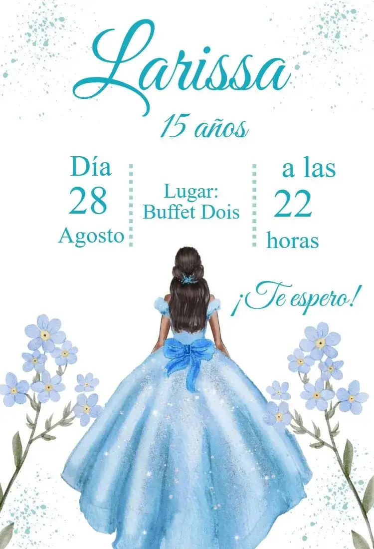 Invitación Invitación 15 años – tema 15 años moderno, elegante, colorido, minimalista, floral, glamoroso