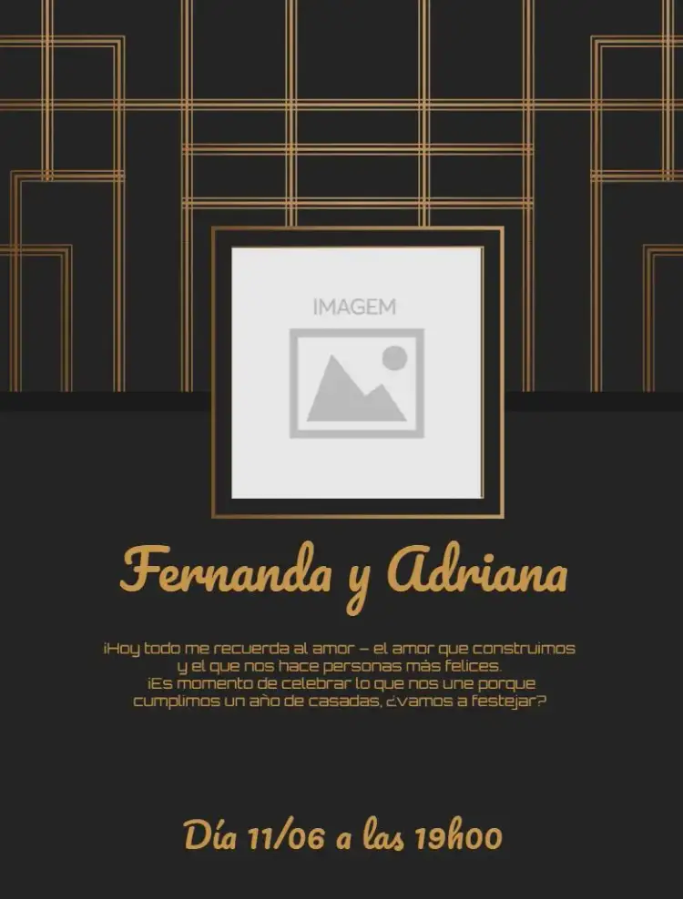 Invitación Bodas De Papel Negro – tema Boda negro, dorado, moderno, elegante, minimalista