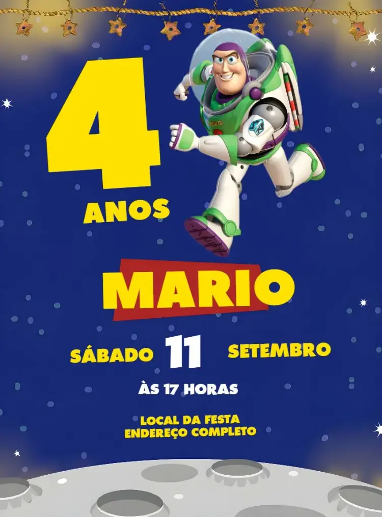 Invitación Buzz Lightyear Toy Story Estelar
