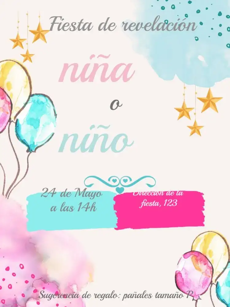 Baby Shower Revelación Globos Y Estrellas Niña