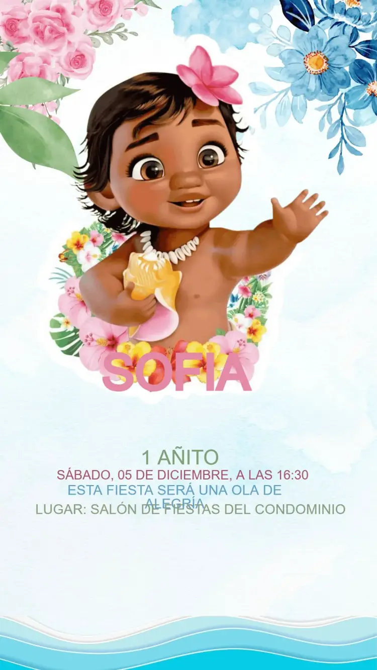 Invitación Cumpleaños Moana Baby