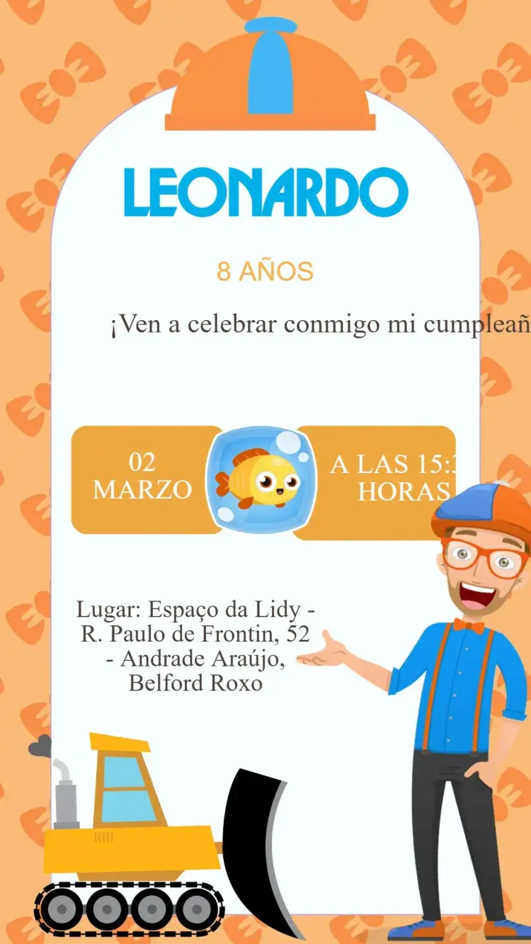 Invitación Cumpleaños Blippi