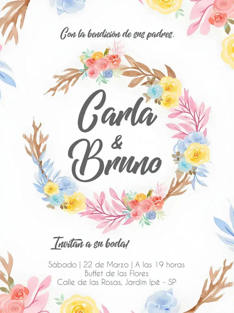 Invitación Boda Floral Acuarela Clásica