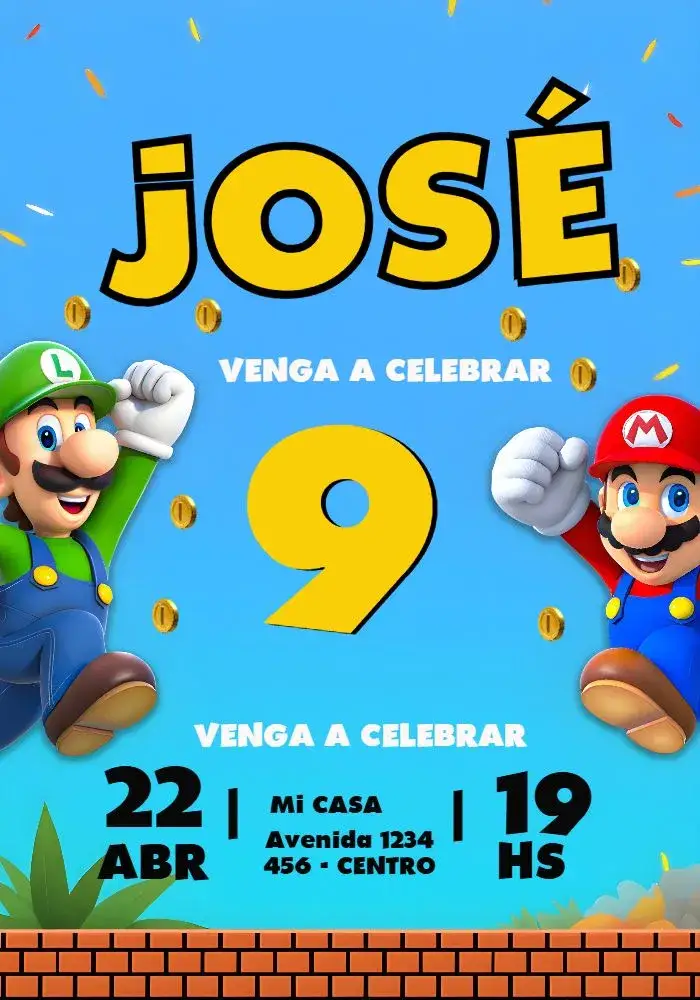 Invitación Super Mario World Juego