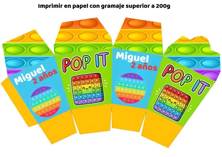 Invitación Cuadro Sushi Pop It Molde