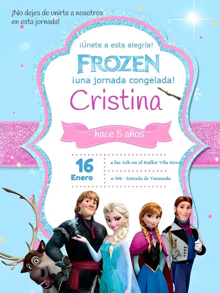 Invitación Frozen Azul editable y personalizable