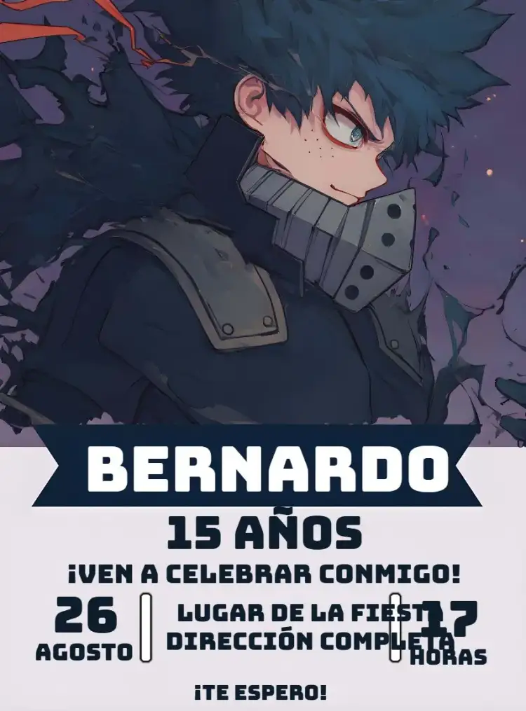 Invitación Izuka My Hero Academia Anime – tema Más buscados anime, colorido, moderno, jovial, temático