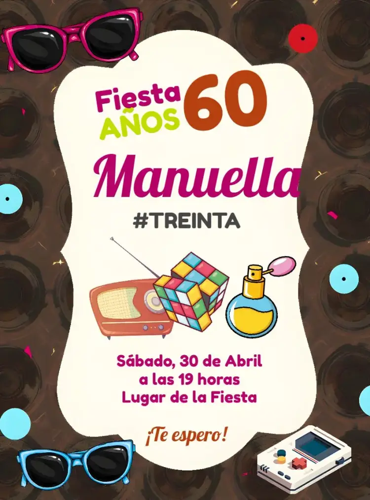 Invitación Años 60 Colorido