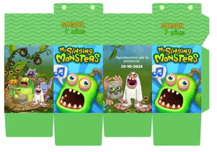 Invitación Caja Milk My Singing Monsters Juego
