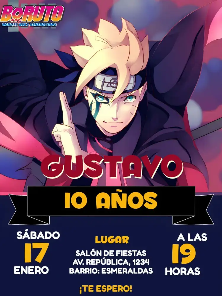 Invitación Red Crescer Es Una Bestia Blanca – tema Cumpleaños Infantil moderno, lúdico, colorido, temático, anime, divertido