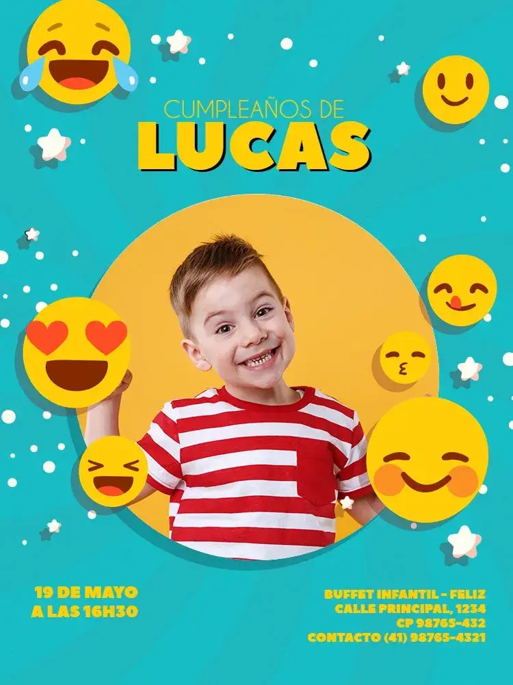Invitación Con Foto Infantil Smile Claro