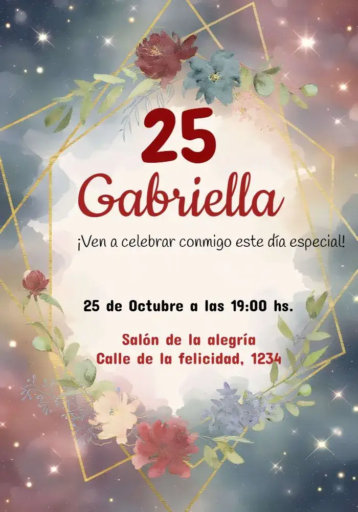 Invitación Floral Marsala – tema Cumpleaños floral, elegante, moderno, marsala, romántico, adulto