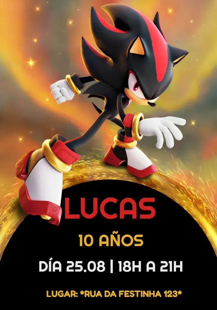 Invitación Shadow Sonic Rojo