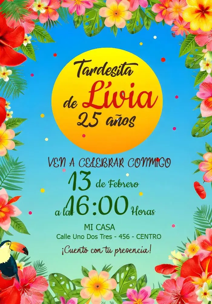 Invitación Tardesita Floral editable y personalizable