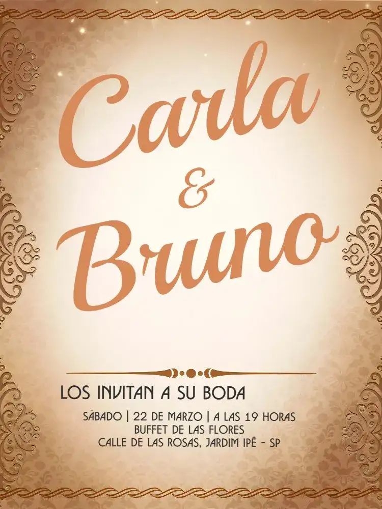 Invitación Boda Arabesca Provenzal – tema Boda provenzal, elegante, romántico, dorado, clásico, vintage
