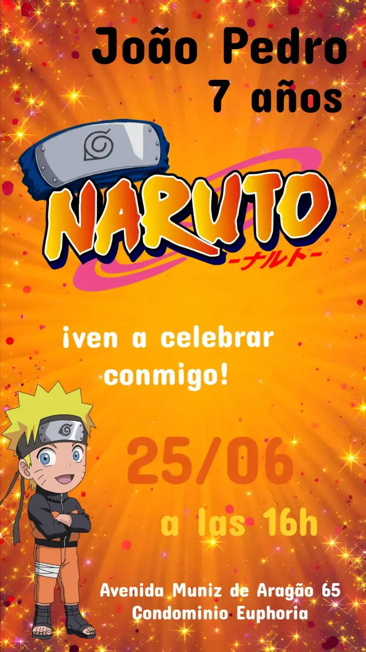 Invitación Naruto Chibi Bandana