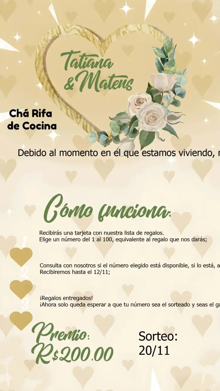 Té de Rifa de Cocina Floral Corazón