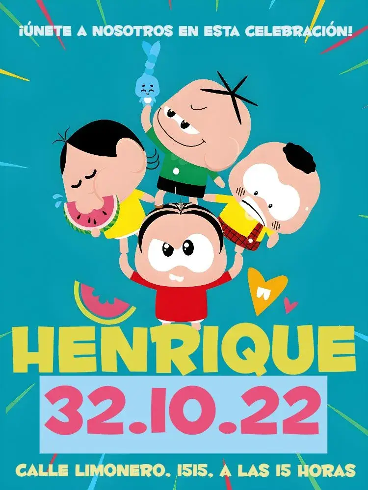 Invitación Turma Da Mónica Toy Magali editable y personalizable