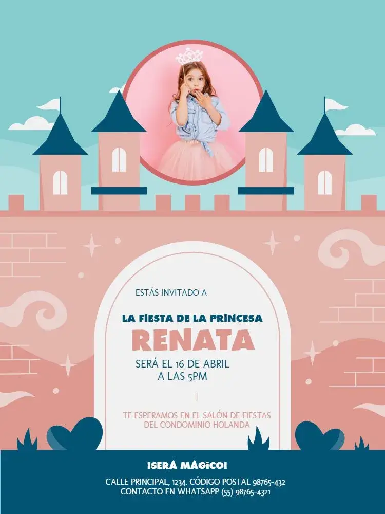 Invitación Castillo Con Foto Claro