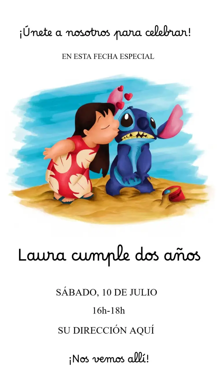Invitación Lilo y Stitch