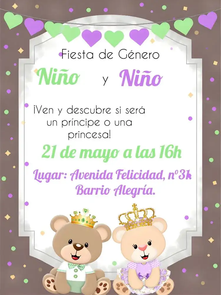 Baby Shower Ositos de la Realeza Gris