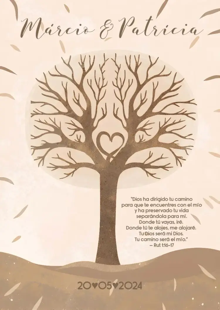 Invitación Árbol De Huellas Boda Cuadro