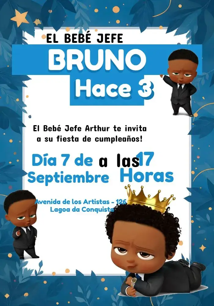 Invitación Poderoso Jefe Bebé Negro Moreno