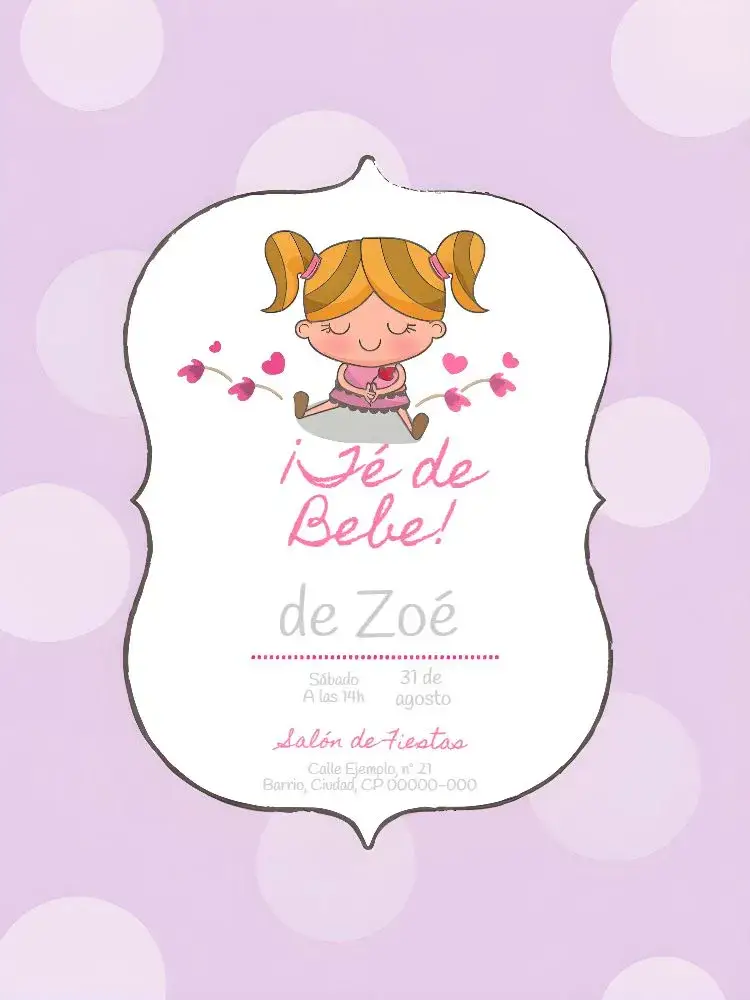 Invitación Baby Shower Niña Poá