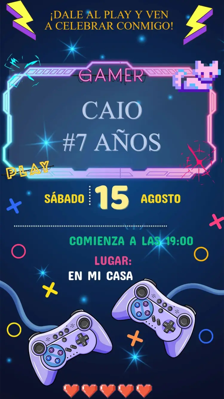 Invitación Cumpleaños Gamer