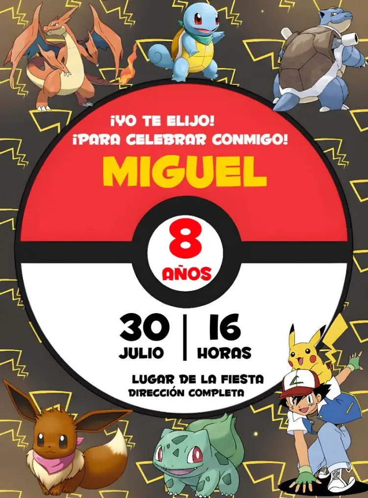Invitación Pokemon Charmander