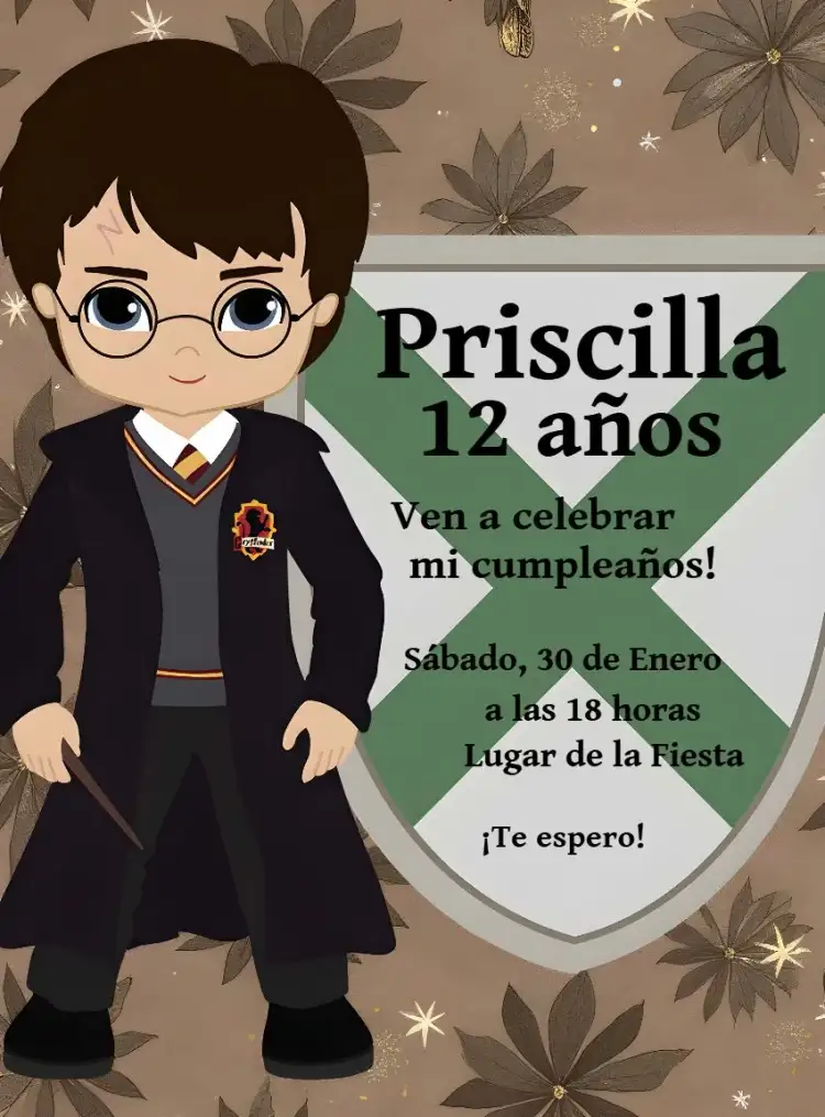 Invitación Harry Potter Sonserina Baby – tema Cumpleaños Infantil verde, mágico, temático, infantil, fantástico, aventura