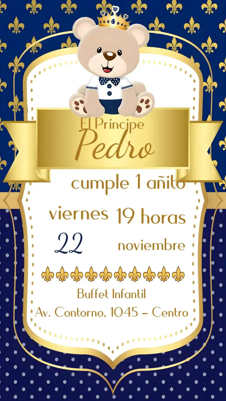 Invitación Oso Príncipe