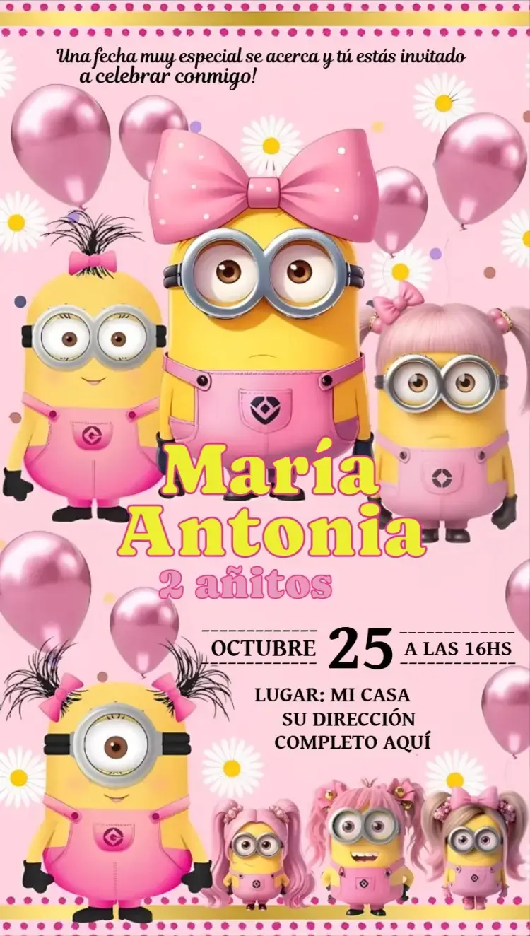 Invitación Minions niña 1