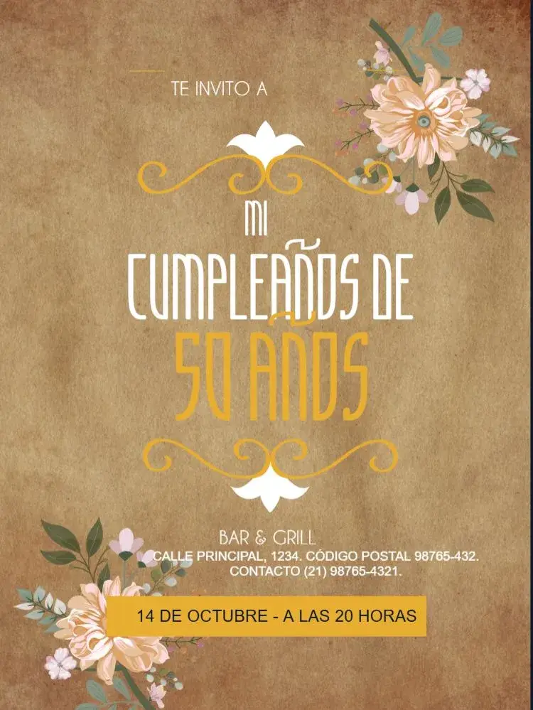 Invitación 50 Años Clásico Oscuro