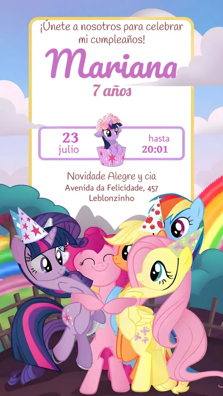 Invitación Mi Pequeño Pony Colorido