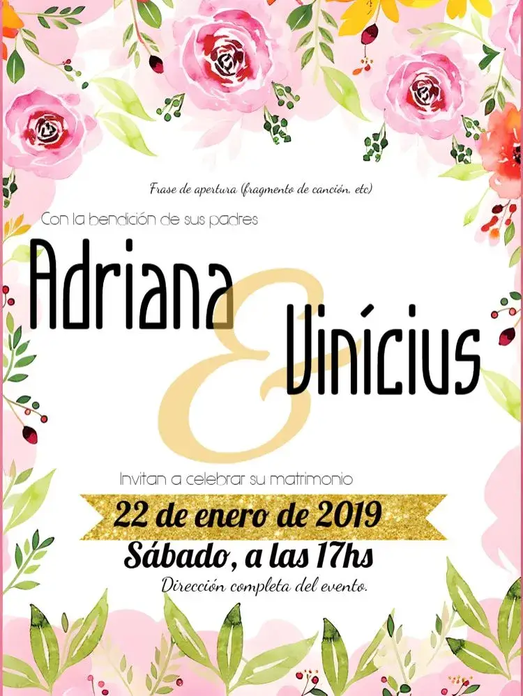 Invitación Boda Floral Acuarela
