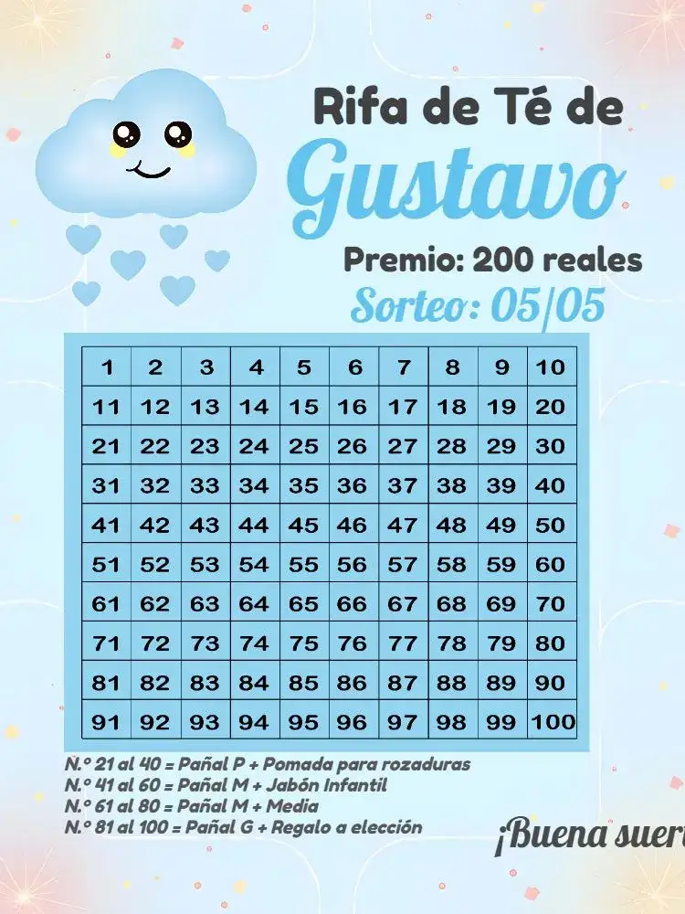 Invitación Té Rifa Lluvia De Amor Blanco – tema Té Rifa nubes, pañales, colores suaves, minimalista, moderno, lúdico