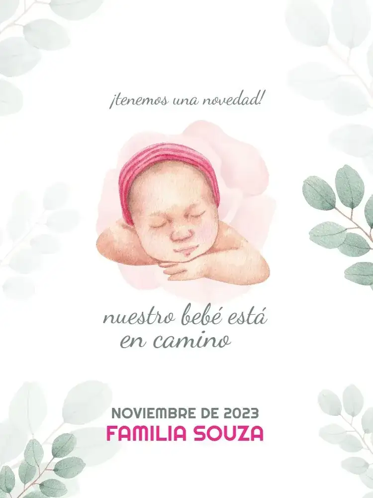 Tarjeta De Anuncio Embarazo Delicado Niña