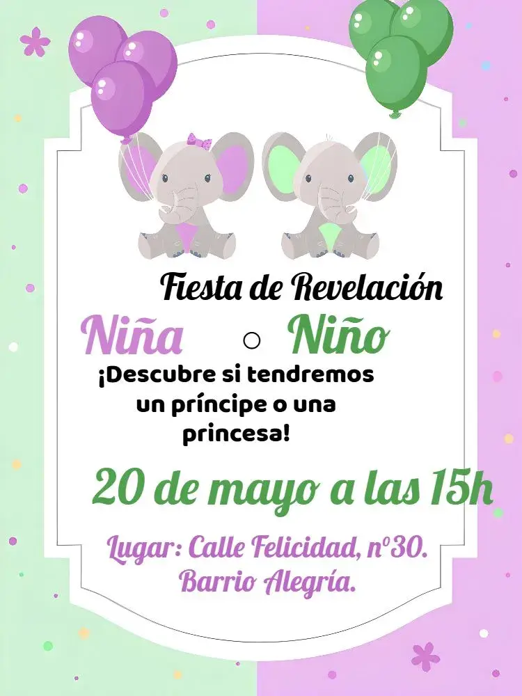 Invitación Baby Shower Elefantes Niña