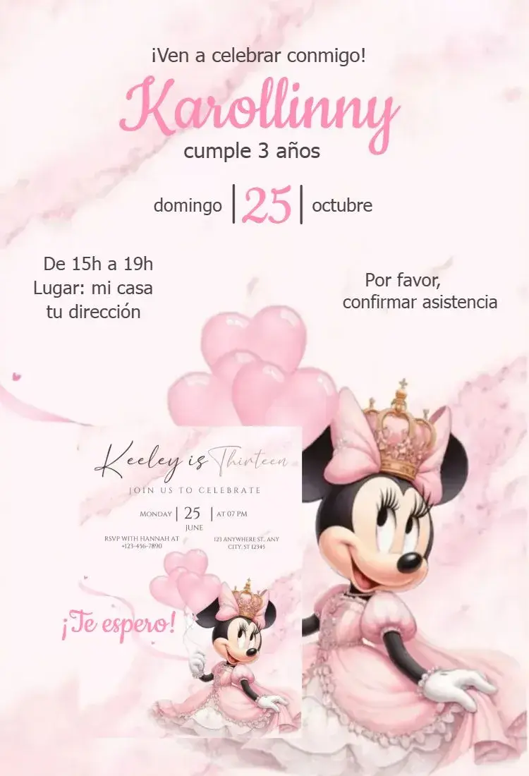 Invitación Minnie Realeza