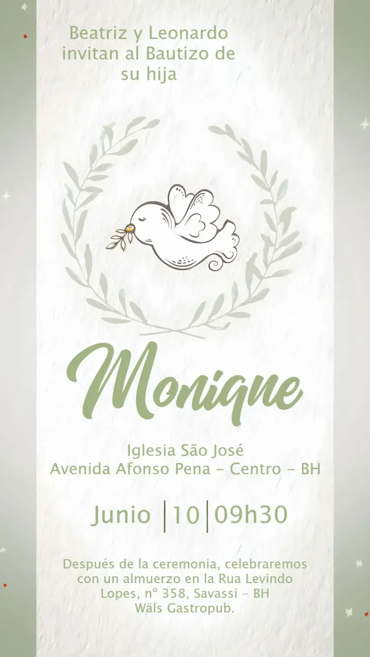 Invitación Bautizo Pajarito Bautismo editable y personalizable