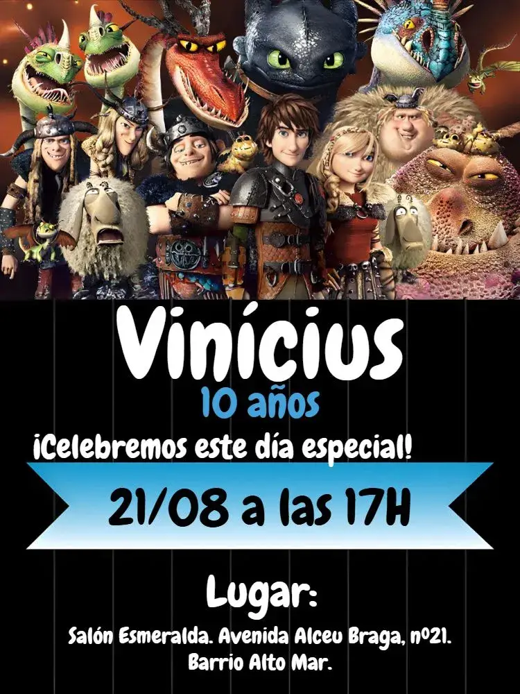 Invitación Cómo Entrenar a tu Dragón Blanco