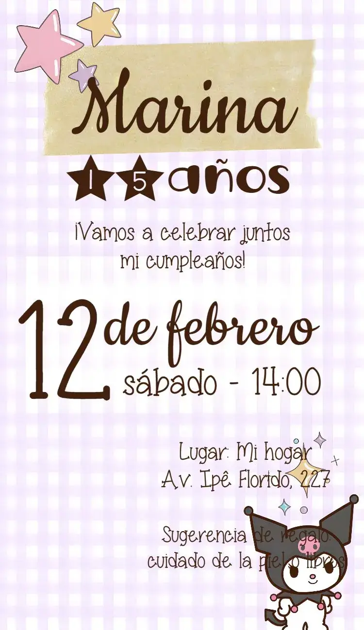 Invitación Kuromi Hello Kitty My