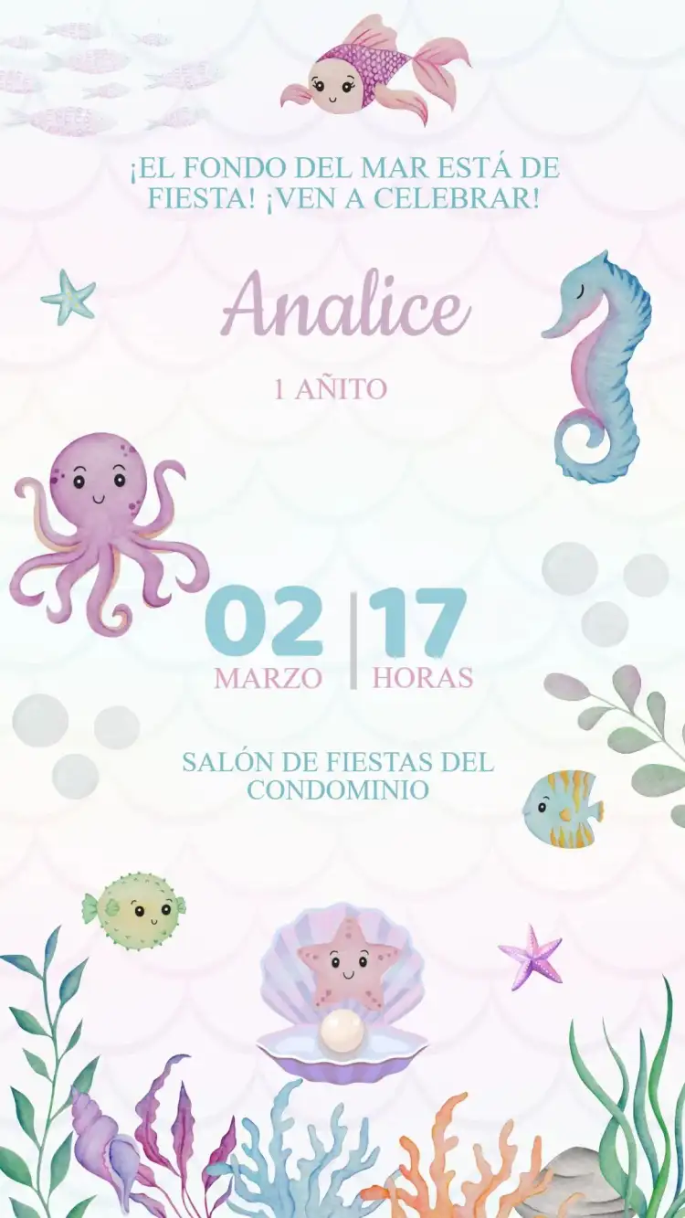 Invitación Cumpleaños Fondo del Mar