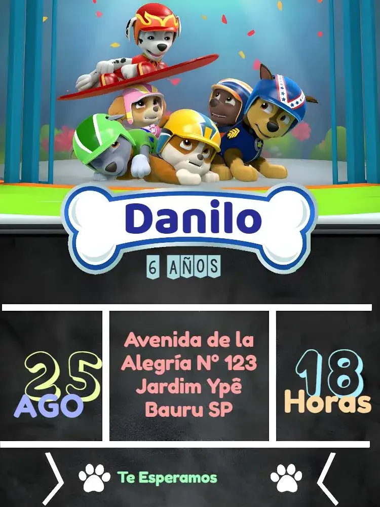 Invitación Patrulla Canina Niño – tema Más buscados colorido, divertido, infantil, tema de perro, moderno, temático